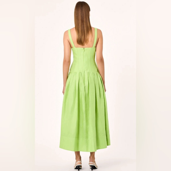 NICHOLAS MAKENNA DROP WAIST CORSET LINEN MIDI DRESS - LIME - Picture 3 of 10